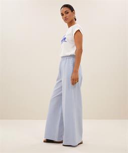 By-Bar wide leg seersucker broek strepen Randy